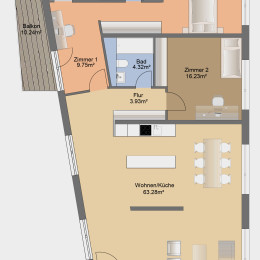 4-Zimmer-Apartment mit Balkon
